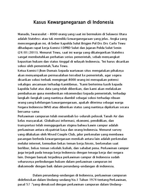 Contoh Kasus Kewarganegaraan di Indonesia